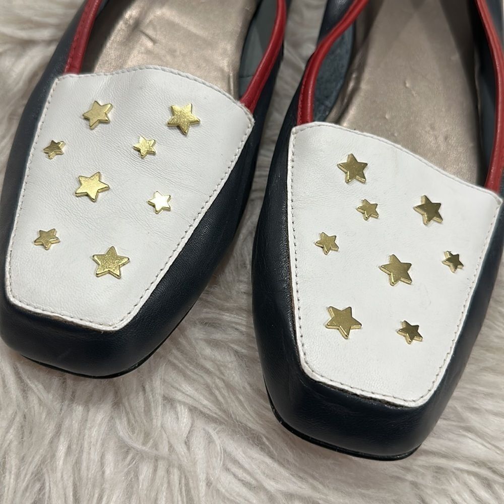 Array Salute Leather Red White And Blue Star Embellished Slip On Loafer Sz 10N - Picture 2 of 14